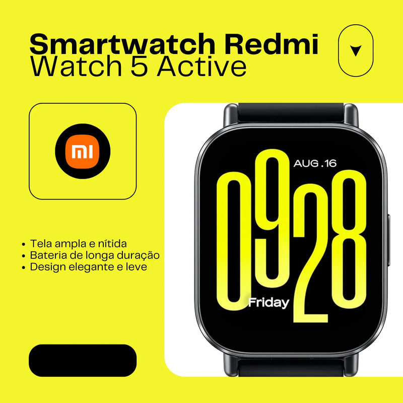 Smart Watch Redmi Watch 5 Active: Relógio Inteligente Moderno e Prático