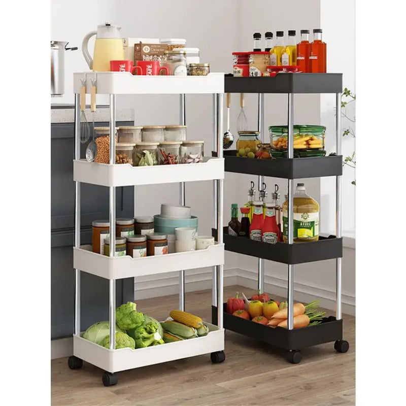 Carrinho Organizador Multiuso com 4 Camadas e Rodinhas - Ideal para Cozinha, Banheiro, Quarto e Lavanderia