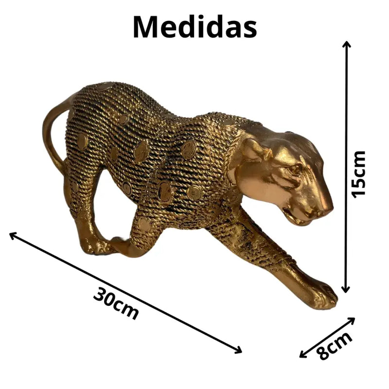 Escultura de Pantera Indiana Estilizada com Manto em Gesso