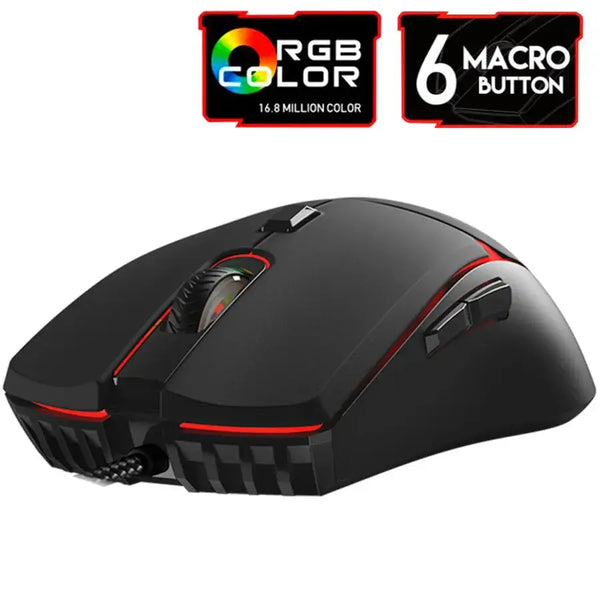 Fantech Crypto VX7: Mouse Gamer Espacial Macro RGB 8000DPI com 6 Botões