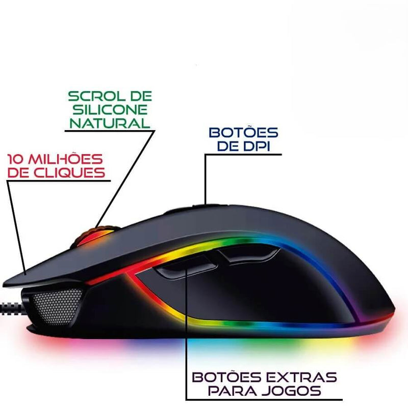 Fantech Thor X9: Mouse Gamer Pro RGB 4800DPI com Macro e 7 Botões