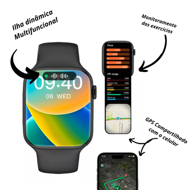 Smartwatch Série 10 Pro – Chat GPT Integrado e Pulseira Extra